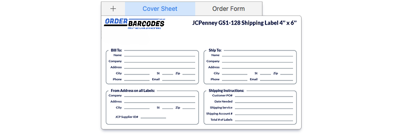 example cover sheet of order form for gs1-128 labels